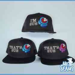 Three That's Sus hats.