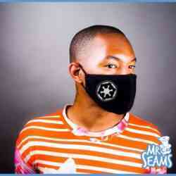 A man wearing a Star Wars Symbol Face Mask.
