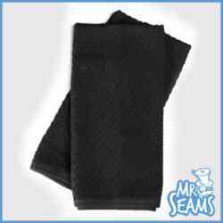 Build Your Towels - A black dish towel with the words mr seams on it.