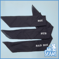 Three black bandanas with the words bad boi and bad boi.