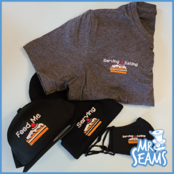 A Cake Hat, Beanie, or Mask with the words "Mrs. Seams".