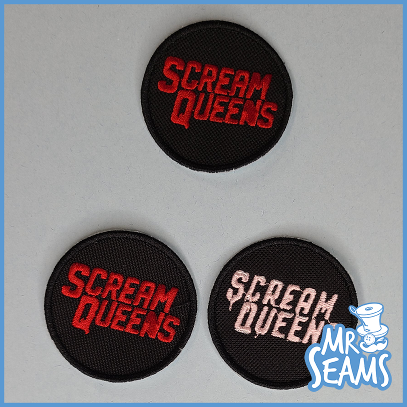 Scream queens embroidered patches.