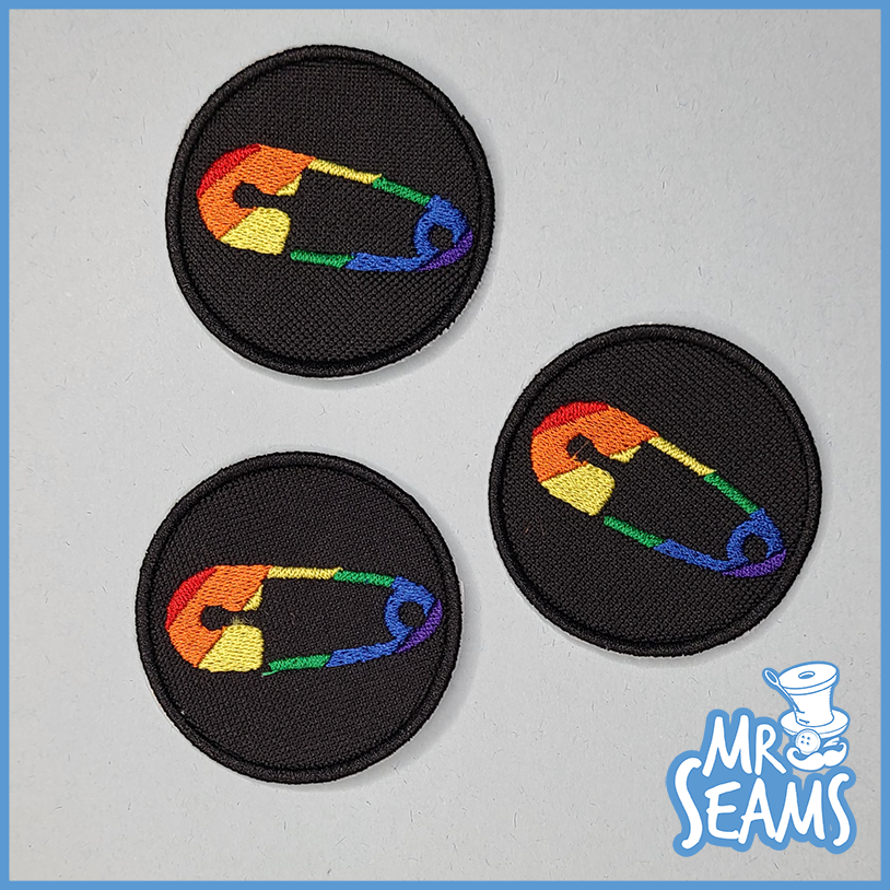 Mr Seams Pride Triangle Patches - rainbow pin embroidered.