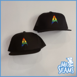 Two black hats with the words mr seams on them, Star Trek Pride Beanies & Hats.