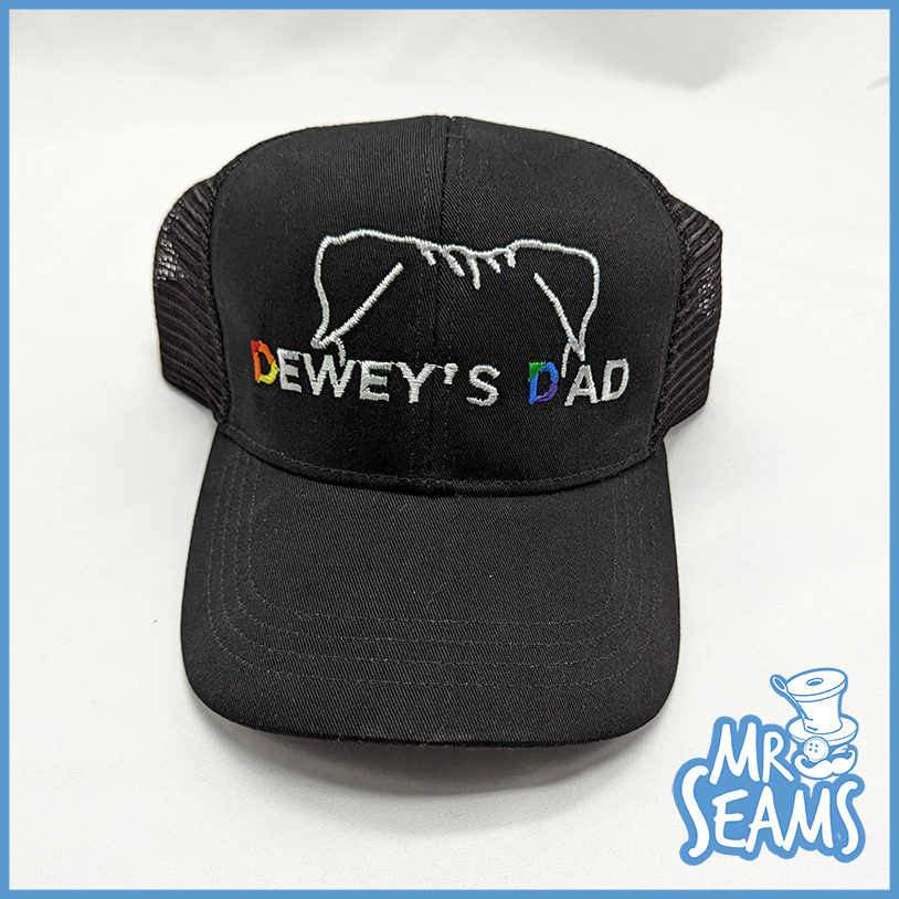 Pet Silhouette trucker hat colored letters