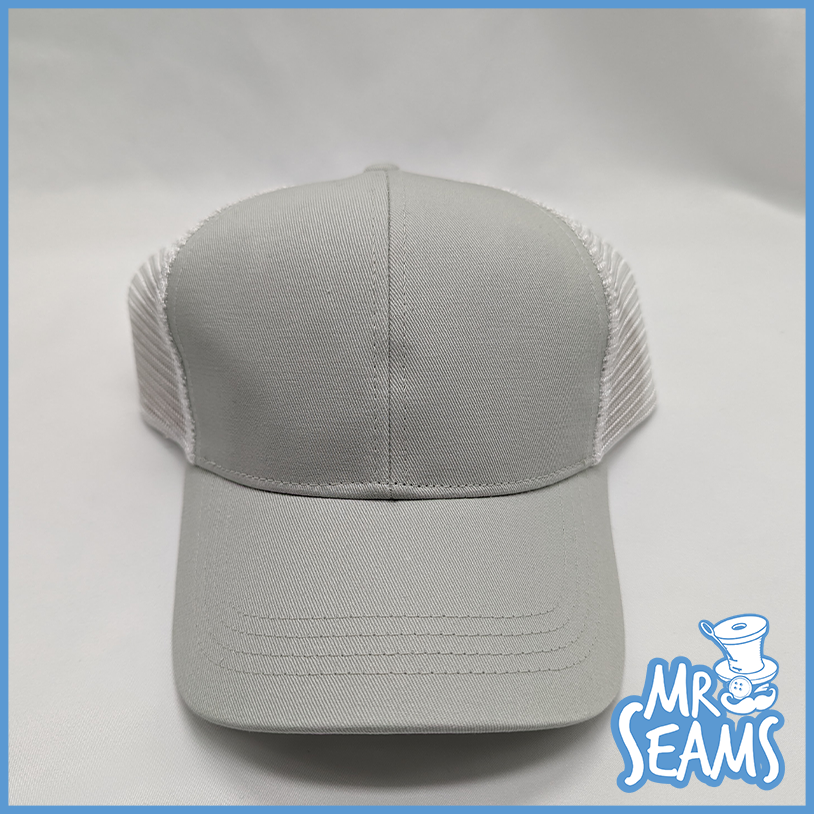 Light Grey Trucker Hat White Mesh MrSeams Com   Lightgreyhatwhitemeshtrucker 